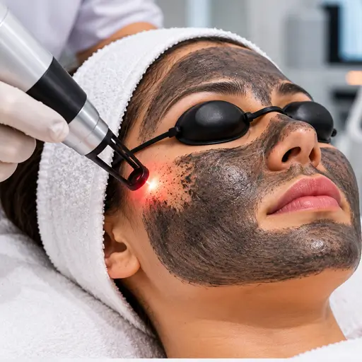 Laser carbon facial treatment session for skin brightening at Dr. L Square Clinic