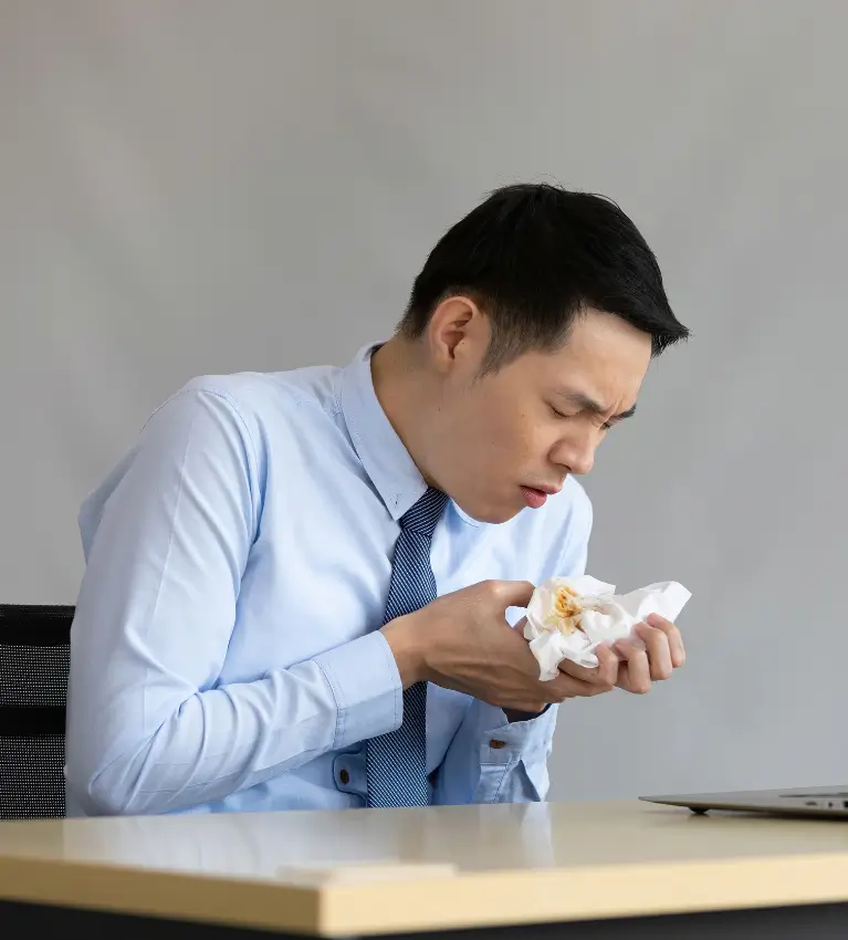 Patient dealing with productive cough and mucus congestion receiving care at Dr. L Square Multispecialty Homeopathy Clinic